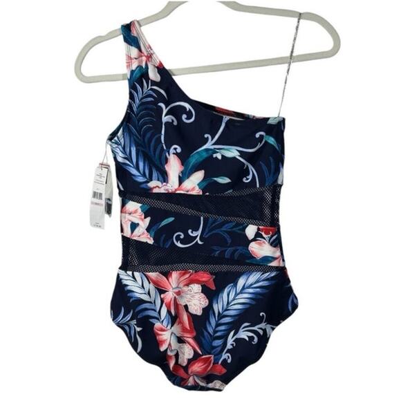 Carmen Marc Valvo One-Shoulder Floral Swimsuit Size 6 NWT – Tropical Elegance - Picture 6 of 14